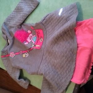 2t size troll dress with unmatched 24 month size short pants my little wore with